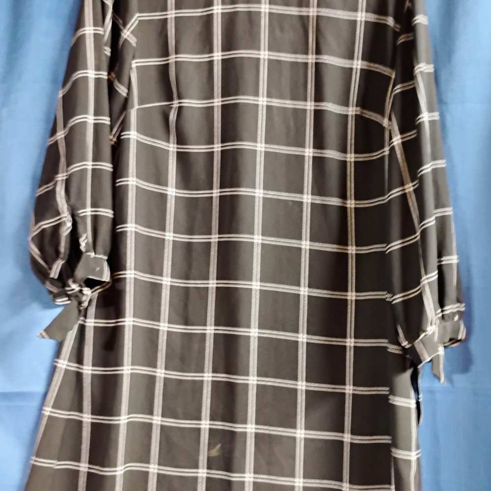 a new day Black and White Plaid Long Sleeve Dress